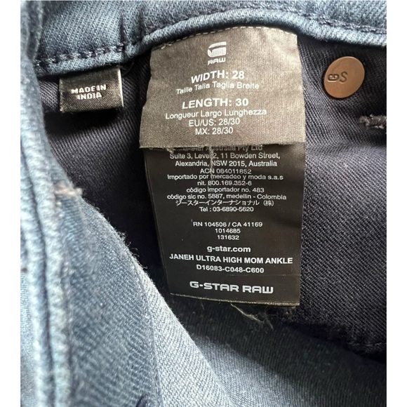 G-Star RAW Women's Size 28/30 Janeh Ultra High Mom Ankle Jeans Denim - Picture 7 of 7